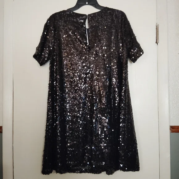Sugar Lips Black Sequin Mini Dress Size M - Picture 7 of 13